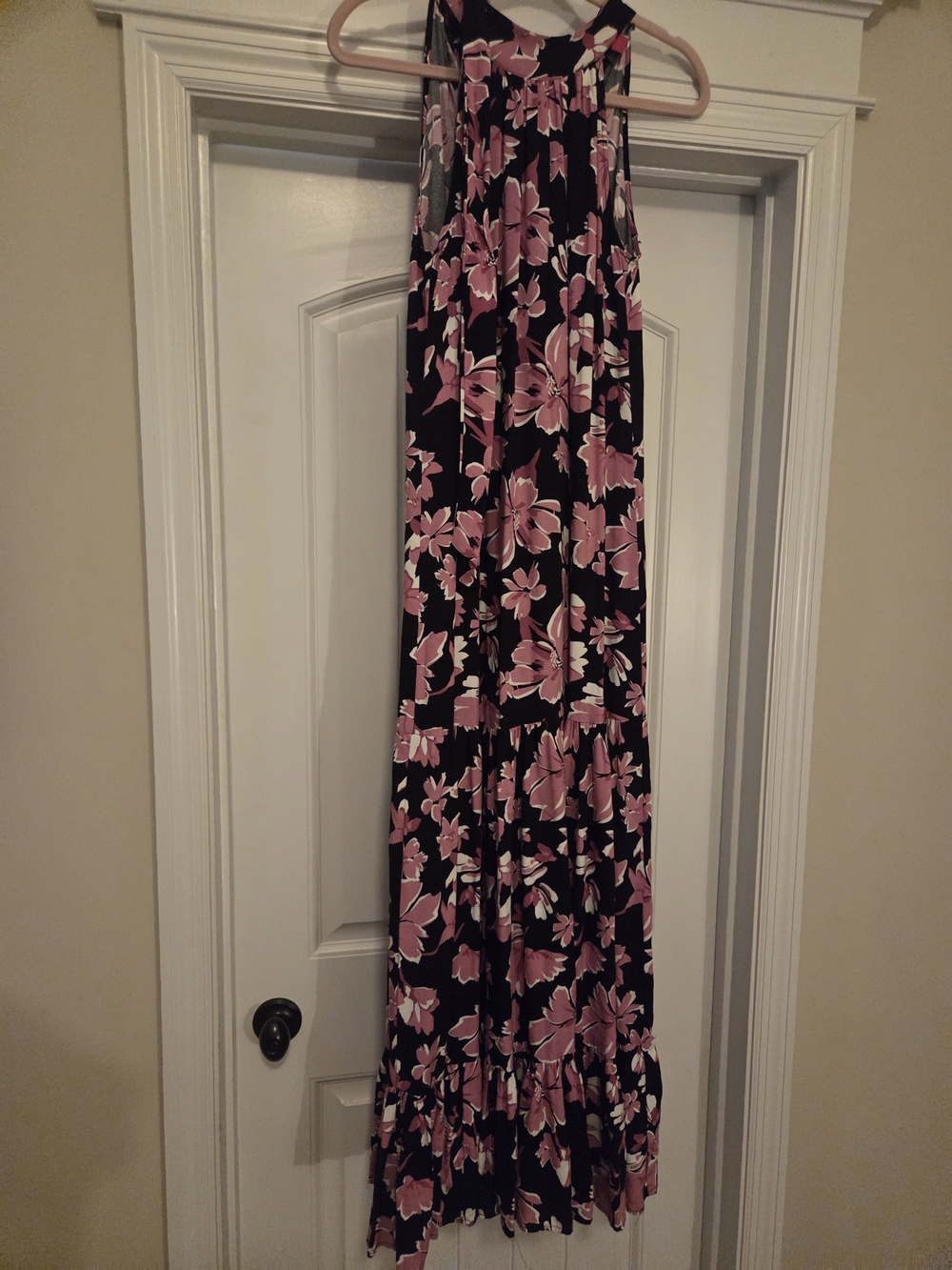 Vince Camuto Black Maxi Dress with Pink Floral Print